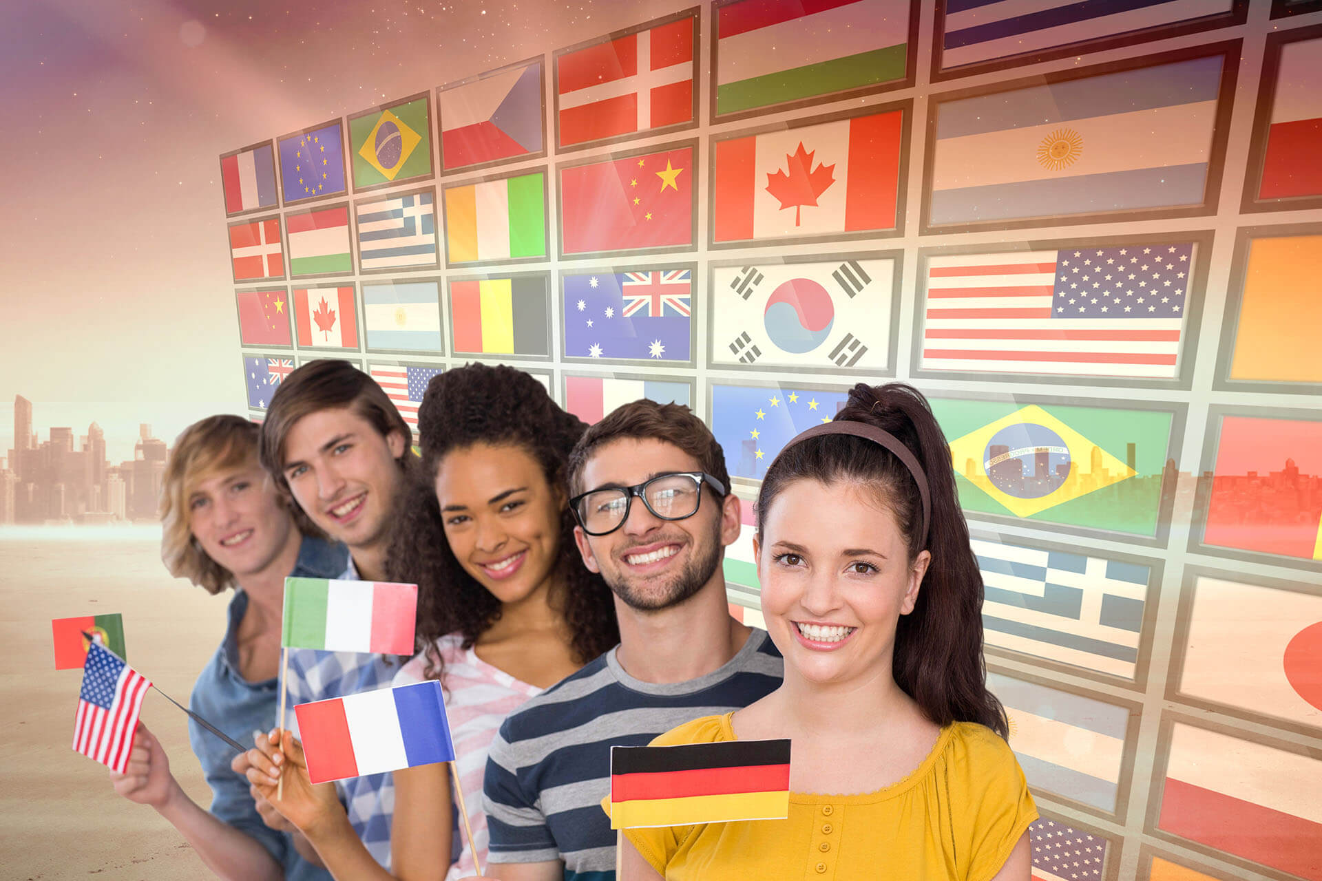 Экран друзей. Students with Portuguese Flag.